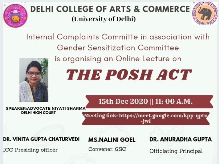 Niyati Sharma supporting a DCAC, University of Delhi initiative